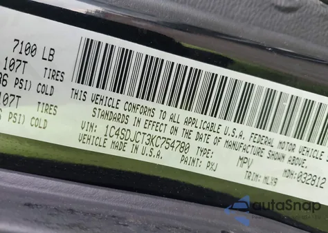 2019 Dodge Durango R/T Awd from USA, damaged, VIN 1C4SDJCT3KC754780